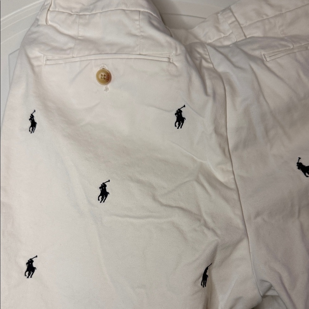Polo by Ralph Lauren White Embroidered Polo Player Flat Front Shorts - Picture 8 of 14